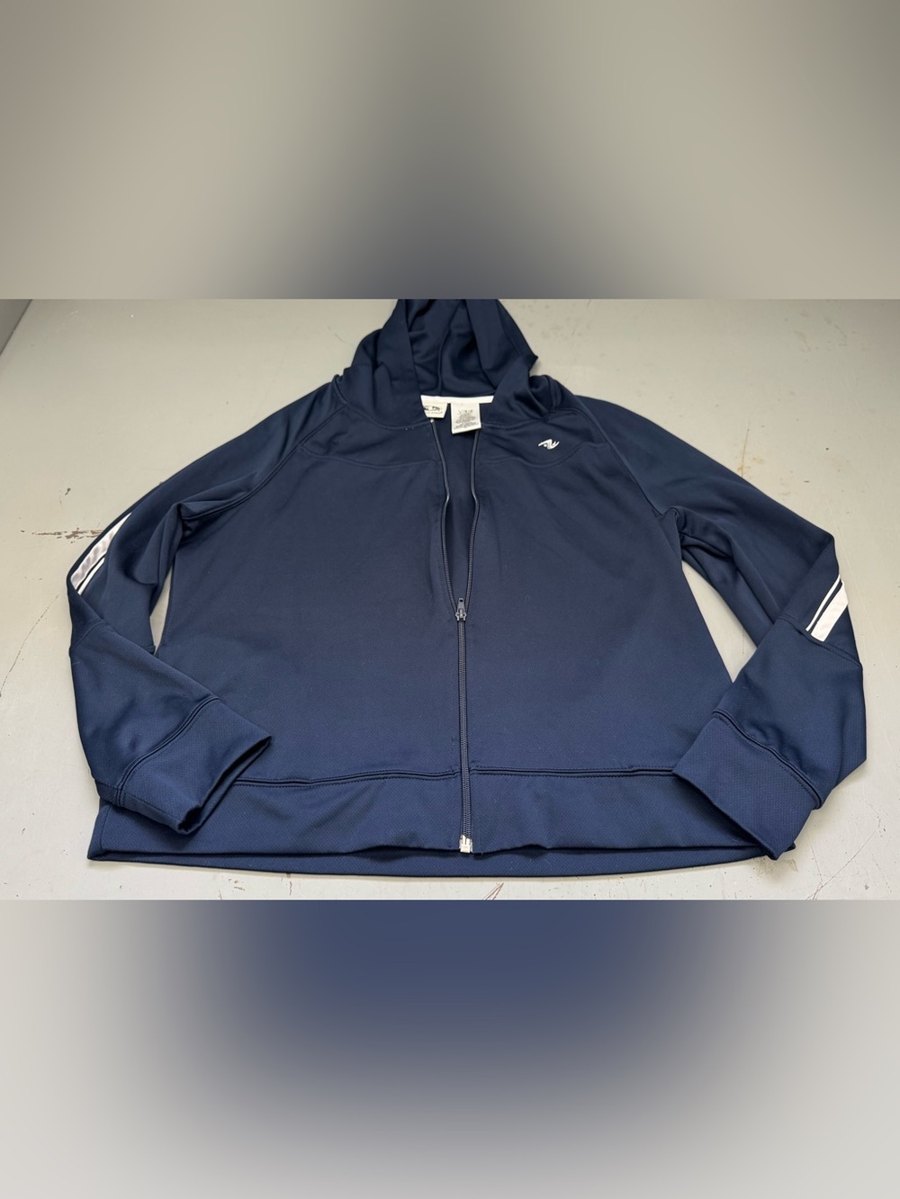 Athletic Works Navy Full-Zip Hooded Windbreaker Spring Jacket size large